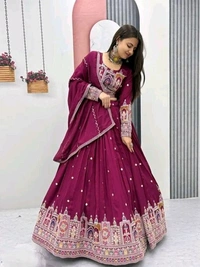New Trendy Exclusive Deisgner Party Wear Wedding Look Heavy Glamorous Sequence Silk Blend Lehenga Choli - Semi Stitched