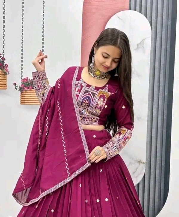 New Trendy Exclusive Deisgner Party Wear Wedding Look Heavy Glamorous Sequence Silk Blend Lehenga Choli - Semi Stitched