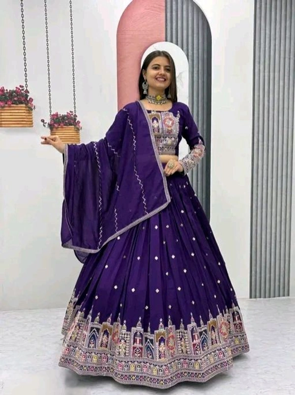 New Trendy Exclusive Deisgner Party Wear Wedding Look Heavy Glamorous Sequence Silk Blend Lehenga Choli - Semi Stitched