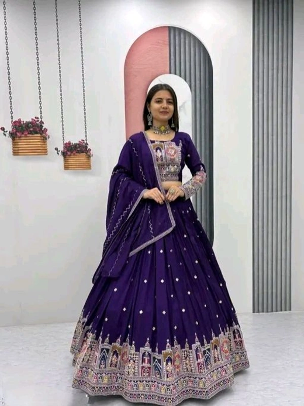 New Trendy Exclusive Deisgner Party Wear Wedding Look Heavy Glamorous Sequence Silk Blend Lehenga Choli - Free Size