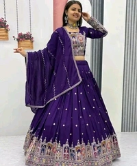 New Trendy Exclusive Deisgner Party Wear Wedding Look Heavy Glamorous Sequence Silk Blend Lehenga Choli - Free Size
