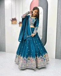New Trendy Exclusive Deisgner Party Wear Wedding Look Heavy Glamorous Sequence Silk Blend Lehenga Choli - Semi Stitched