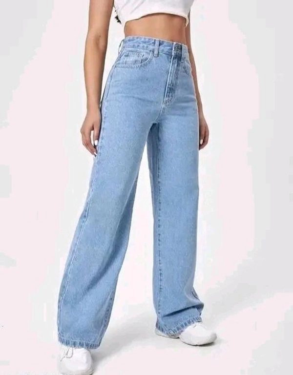 ICE BLUE DENIM WIDE LEG DENIM JEANS - 26