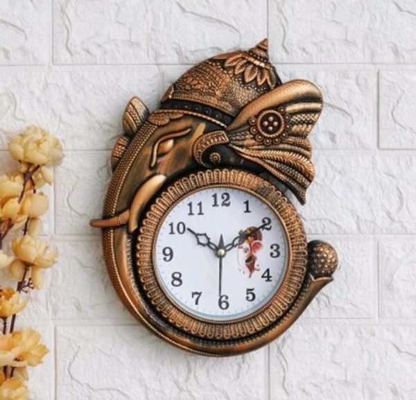 DIVINE CRAFT Analog Wall Clock (Brown, 27.94x22.86 cm)
