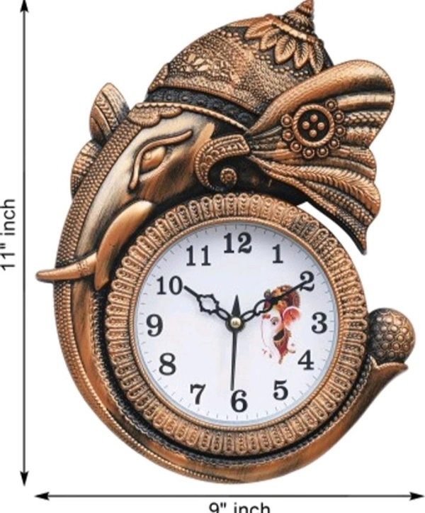 DIVINE CRAFT Analog Wall Clock (Brown, 27.94x22.86 cm)