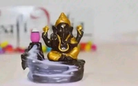 Polyresin God Ganeshji Idol (Black & Gold, 10 cm)