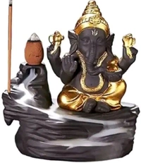 Polyresin God Ganeshji Idol (Black & Gold, 10 cm)