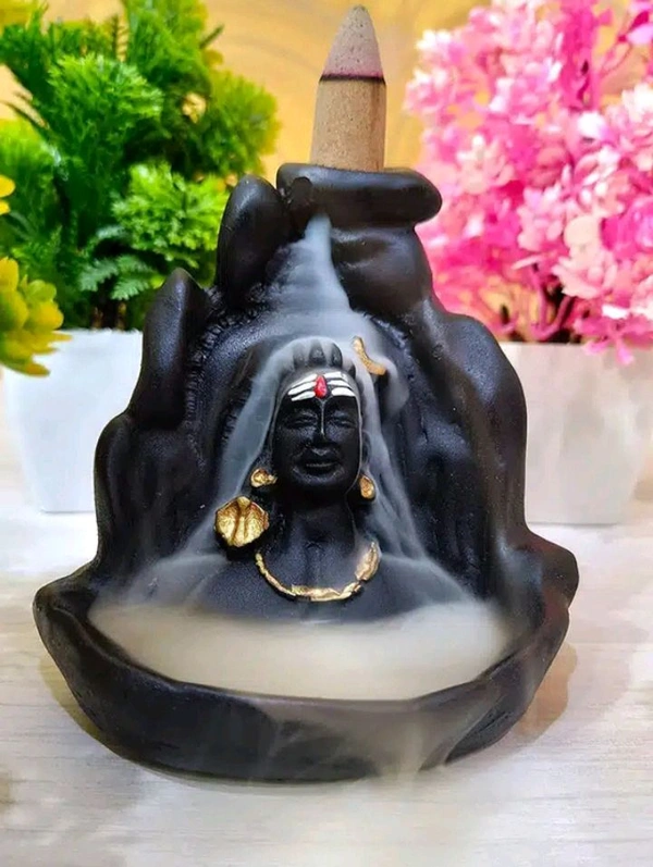 Polyresin God Mahadevji Idol (Black, 10 cm)