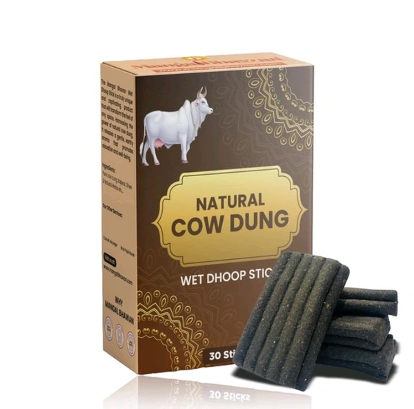 Mangal Bhavan Wet Dhoop Stick - Natural Cow Dung (30 Sticks)