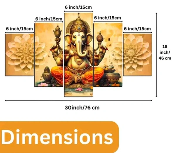 Big Ganesh Ji Home Decor Digital Reprint Painting 30x18 inches (5 Panel Painting)
Name: Big Ganesh Ji Home Decor Digital Reprint Painting 30x18 inches (5 Panel Painting)