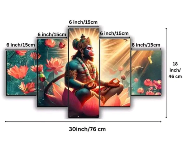 Hanuman Ji Painting for Wall Decor in Living room bedroom and for gifts, Digital Reprint, 30X18 inches