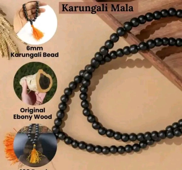 Natural Karungali Kattai (Ebony) wood 8mm beads Jap Malai 