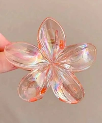 Crystal Bloom Transparent Hair Claw Clips – Set of 4 Iridescent Flower Clips for Women & Girls
