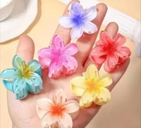 🌸 Glossy Flower Hair Claw Clips – Set of 6 Medium Floral Beauties for Girls & Women 🌸