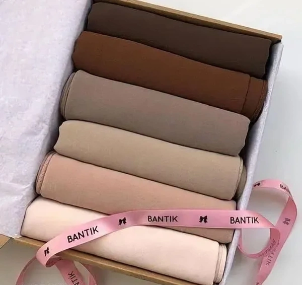 🌸 LuxeChic™ Premium Heavy Chiffon Hijab Set – 6 Elegant Shades - Size: 70cm x 170cm (Free Size, Length 1.8m)