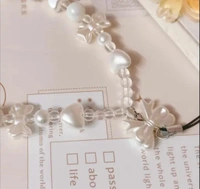 Elegant Bow & Heart Beaded Phone Charm – Aesthetic Coquette Style | Bag & Phone Accessory