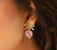 💖 Avira Pink Heart Charm Set – Elegant Necklace & Earring Duo for Girls & Women