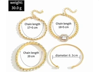 Shine in Style – Elegant Gold Charm Bracelets for the Queen in You 👑✨ Trendy 4-Piece Gold Bracelet Set! - free size