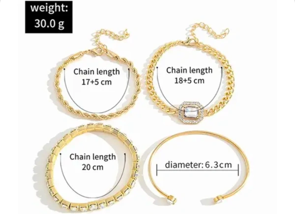 Shine in Style – Elegant Gold Charm Bracelets for the Queen in You 👑✨ Trendy 4-Piece Gold Bracelet Set! - free size