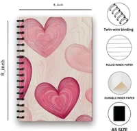 Aesthetic Pink Wiro Journal Notebook | 160 Ruled Pages | A5 Size | 80 GSM Paper | Hard Cover