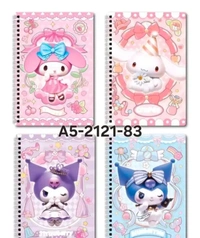 4 PCS A5 Cartoon Sanrio Coil Notebook Set | MyMelody, Kuromi, Cinnamoroll | Kawaii Journal Diary | School Supplies