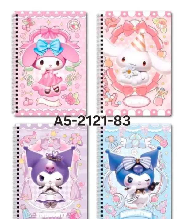 4 PCS A5 Cartoon Sanrio Coil Notebook Set | MyMelody, Kuromi, Cinnamoroll | Kawaii Journal Diary | School Supplies