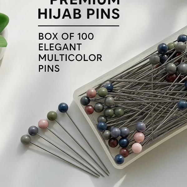 GlamGrip™ Premium Hijab Pins – Box of 100 Elegant Multicolor Pins - Size – 1.5 inch long, 0.12 inch width – slim yet secure.