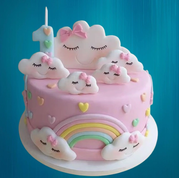 Unicorn 1st Birthday Kids Fondant Cake - 2 Kg