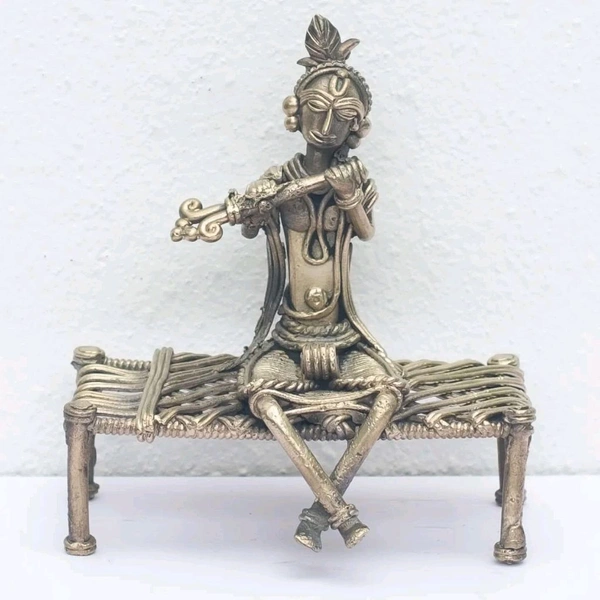 SITTING KRISHNA - Gold, 4 inch