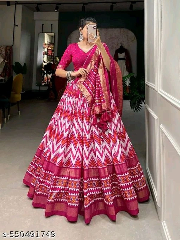 Adrika Pretty Women Lehenga  - Semi Stitche, Red Orange
