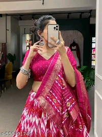 Adrika Pretty Women Lehenga  - Semi Stitche, Red Orange