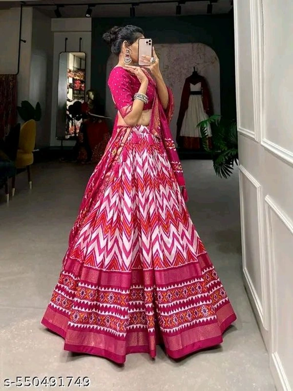 Adrika Pretty Women Lehenga  - Semi Stitche, Red Orange