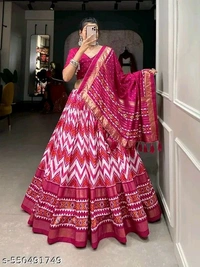 Adrika Pretty Women Lehenga  - Semi Stitche, Red Orange