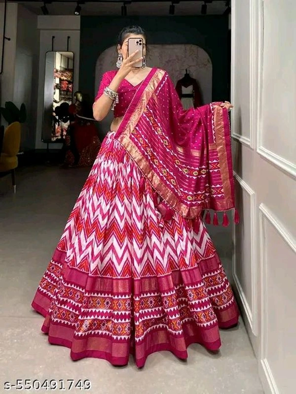 Adrika Pretty Women Lehenga  - Semi Stitche, Red Orange