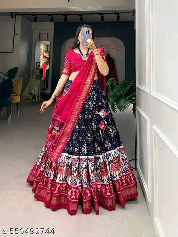 Adrika Pretty Women Lehenga  - Semi Stitche, Red Orange