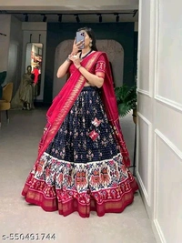 Adrika Pretty Women Lehenga  - Semi Stitche, Red Orange