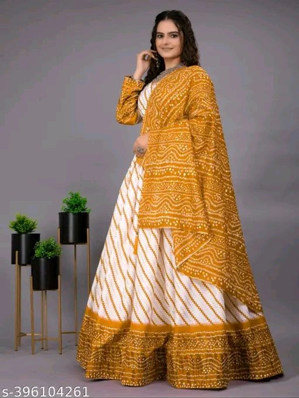 Kashvi Refined Women Lehenga - Free Size, Yellow Orange