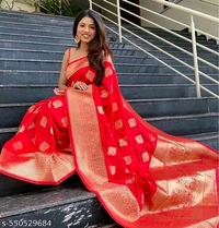 Aishani Sensational Sarees - Free Size, Red