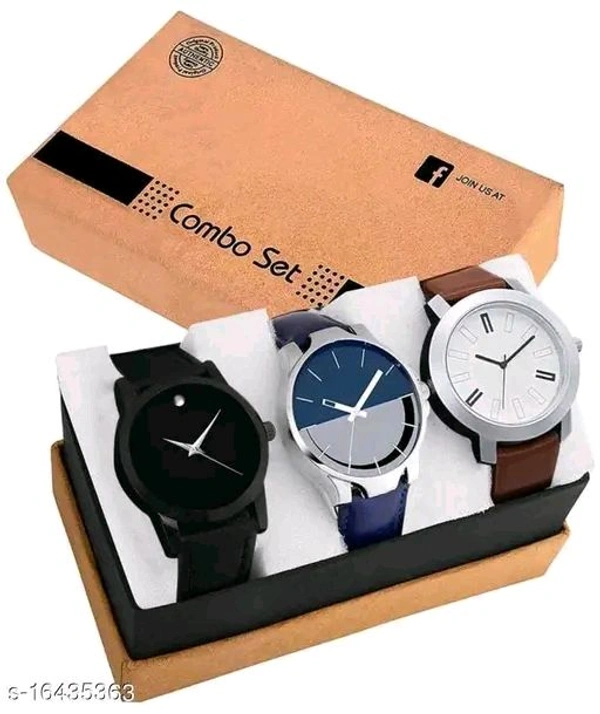 Attractive Men Multicolor Leather Analog Watch (Pack of 3)