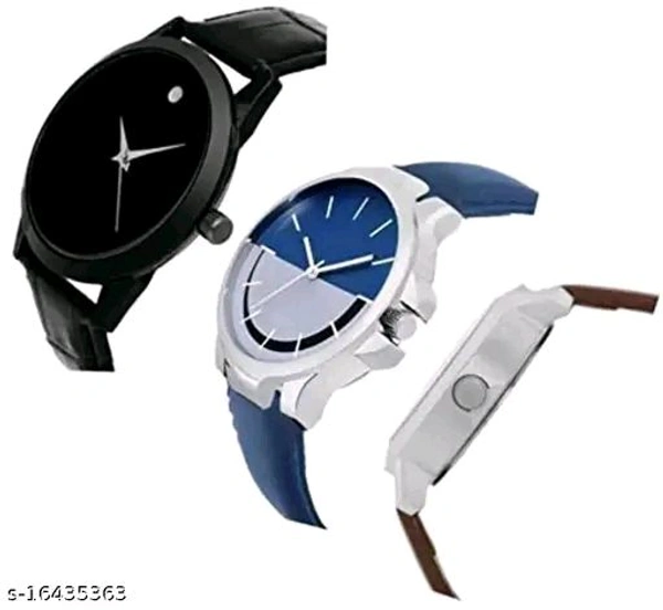 Attractive Men Multicolor Leather Analog Watch (Pack of 3)