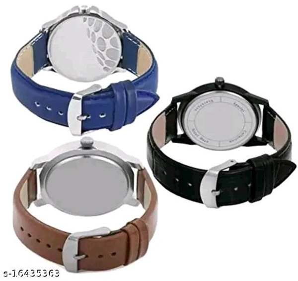 Attractive Men Multicolor Leather Analog Watch (Pack of 3)