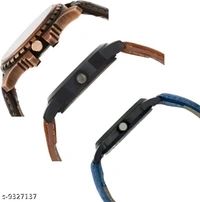 Attractive Men Multicolor Leather Analog Watch (Pack of 3)