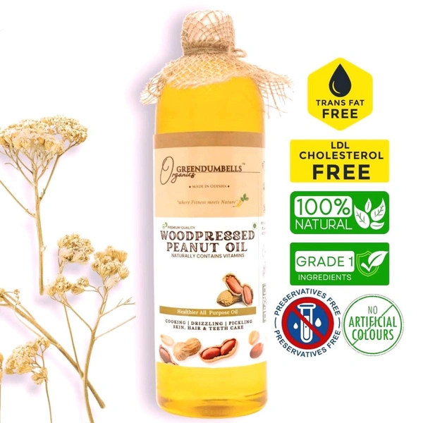 Green Dumbells Odisha Woodpressed Peanut Oil – Naturally Rich in Vitamins - 1 Litter