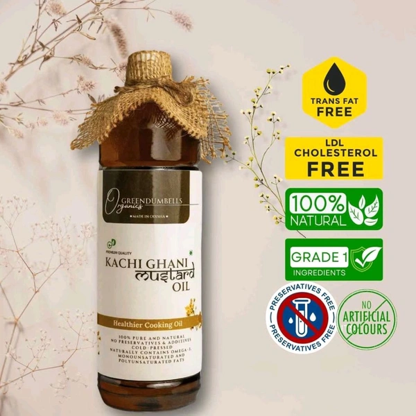 Green Dumbells Odisha Kachi Ghani Mustard Oil – Woodpressed & 100% Cholesterol Free - 1 Later