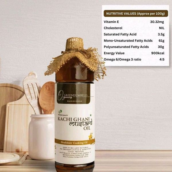 Green Dumbells Odisha Kachi Ghani Mustard Oil – Woodpressed & 100% Cholesterol Free - 1 Later