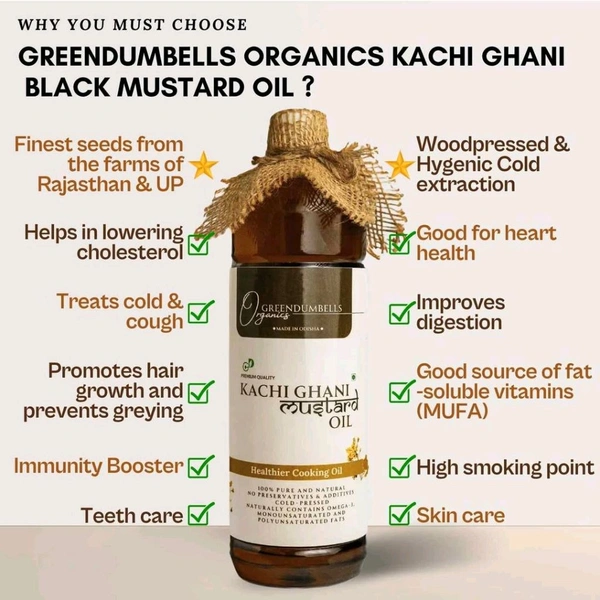 Green Dumbells Odisha Kachi Ghani Mustard Oil – Woodpressed & 100% Cholesterol Free - 1 Later