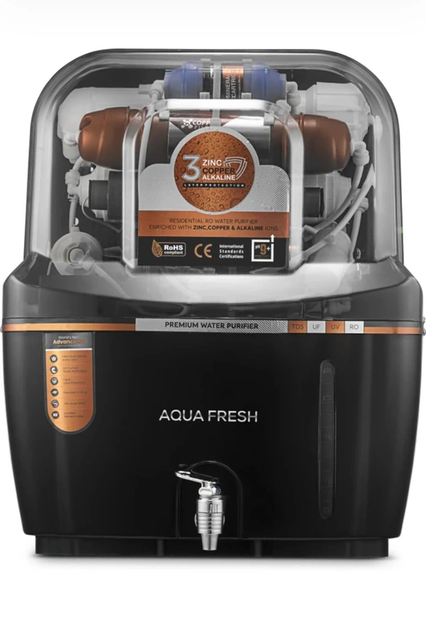AUA MINI BLACK SWIFT 10 L RO + UV + UF + Copper + TDS Control Water Purifier with Prefilter - Black