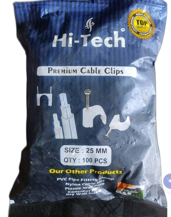 Plastic White 25mm Hi Tech Premium Cable Clip, For Commercial, Packaging Size: 100 Pieces/Packet