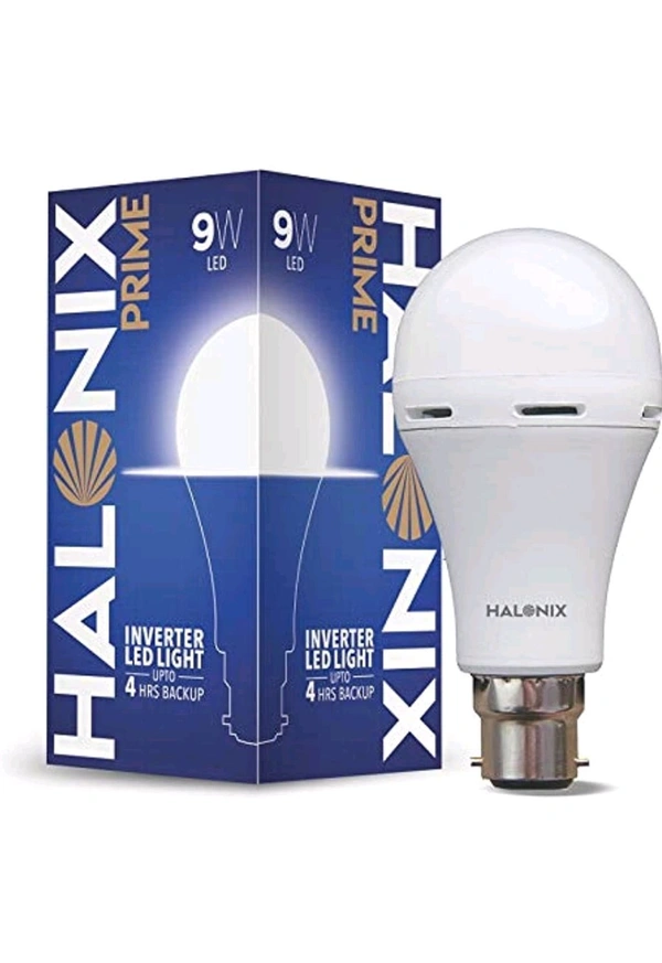 (RWY) Halonix 9 Watt B22 LED White Emergency Inverter Bulb, Pack of 1, (HALONIX PRIME) - White, 9, 20