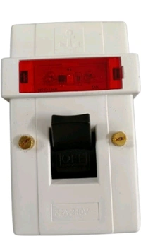 (GRYS. F) Anchor Polycarbonate Surface DP Switch with Neon WH, 32A, White 39094 - 6